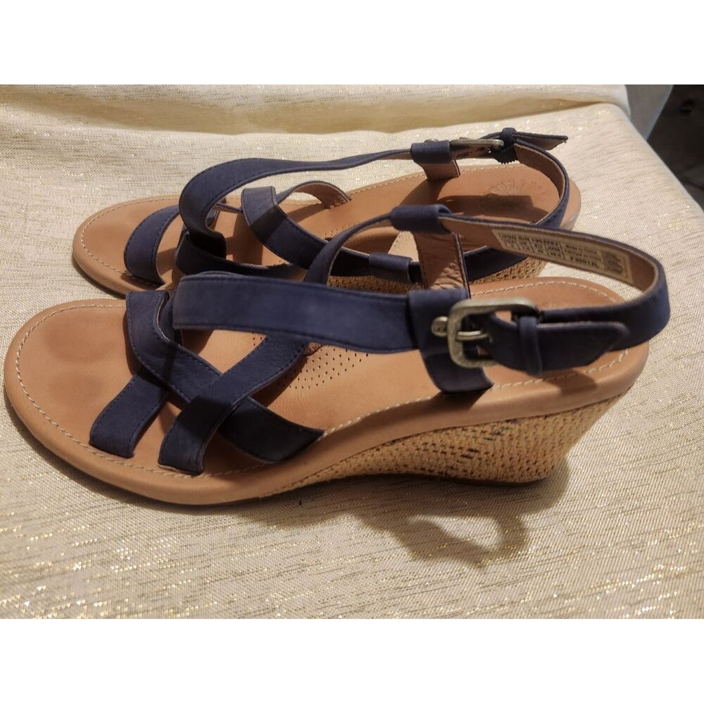 UGG Gaiana Wedge Strappy Sandals Blue Leather Size 9